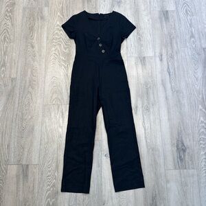 Urban Outfitters Black Short Sleeve Linen Jumpsuit